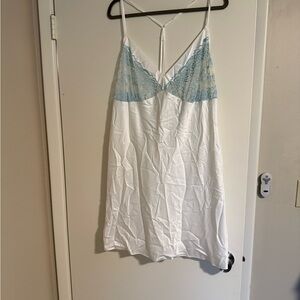 Secret Treasures White Chemise with Blue Lace
